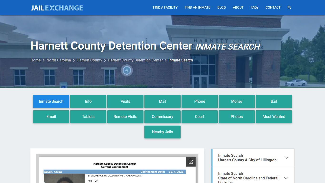 Harnett County Detention Center Inmate Search - Jail Exchange